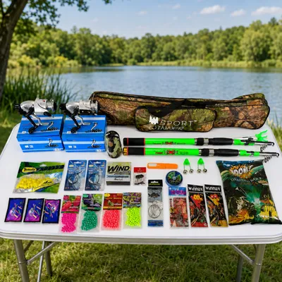 Набір для риболовлі PRO на 30 предметів Зелений №2 з 2котушками Cobra CB440 та чохлом, 2 вудилища BoyaBY Delta