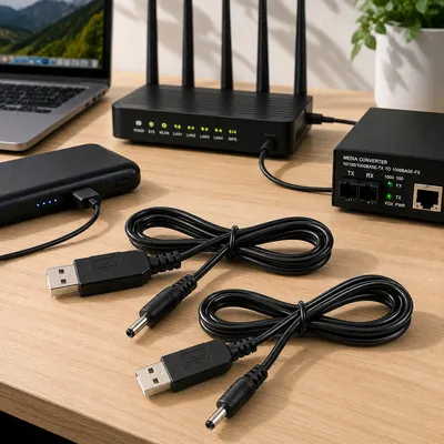 Набор кабелей питания для роутера Wi-Fi от павербанка USB DC 9V+12V переходник для модема PON ONU медиаконвертера