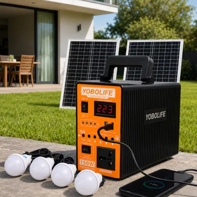 Портативна електростанція YOBOlife LM-9150 150W 220V 50400 мА·год із 2 сонячними панелями LM28, Помаранчевий