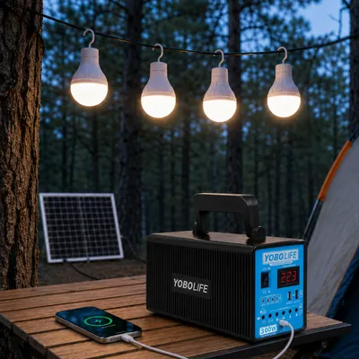 Портативна зарядна станція YOBOlife LM-9300 300W 220V із сонячними панелями та аварійним освітленням