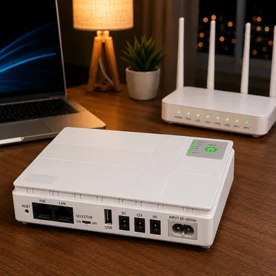 ДБЖ для роутера та ONU GPON, безперебійник Mini UPS, павербанк для модема 5V 9V 12V, PoE 15/24V — DC1018P 18W 10400mAh Білий