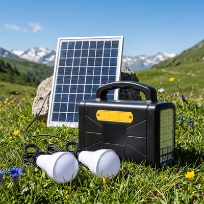 Система освітлення із сонячною панеллю Solar Power Light System AT-9007 12V 7000 mAh для кемпінгу