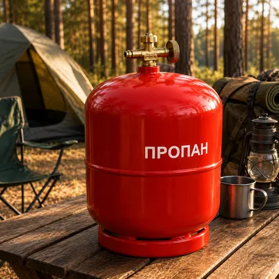 Газовий балон пропан бутан туристичний побутовий сталевий з вентилем ВБ-2, 1,6 МПа 5-12 л
