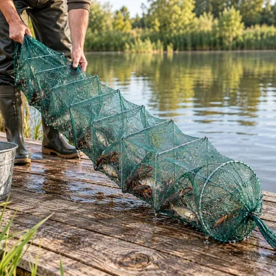 Раколовка гармошка 24 м 30×45 см  довга складна пастка для ловлі раків, вічко 0,1 см (KR)