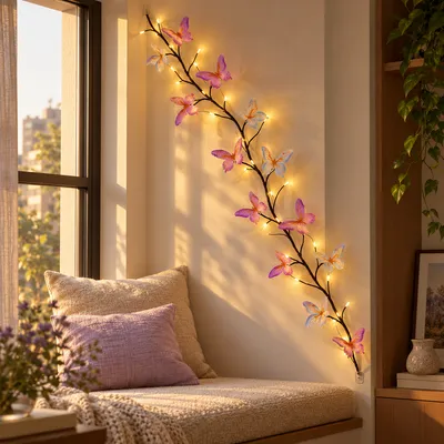 Світлодіодна гірлянда Метелики 1,5 м, 30 LED, USB, тепле біле світло для декору інтер’єру (ARSH/KAR289)