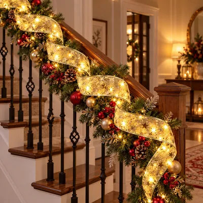 Світлодіодна гірлянда-стрічка на ялинку Christmas Decoration 5 м 50 LED, теплий білий, на батарейках (ARSH/MA419)