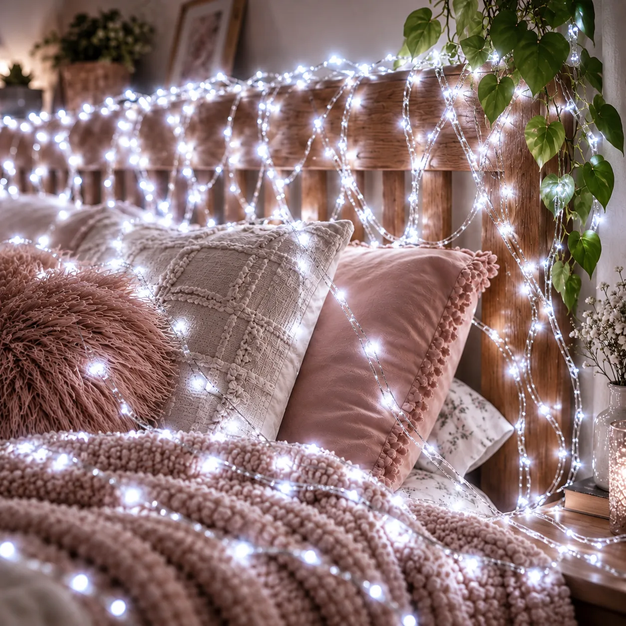 Світлодіодна гірлянда нитка для декору 50 LED, гнучкий дріт, Роса 5 м, батарейки + USB Білий (ARSH/A28)