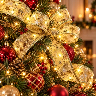 Світлодіодна гірлянда-стрічка на ялинку Christmas Decoration 10 м 100 LED, теплий білий, на батарейках (ARSH/MA419)