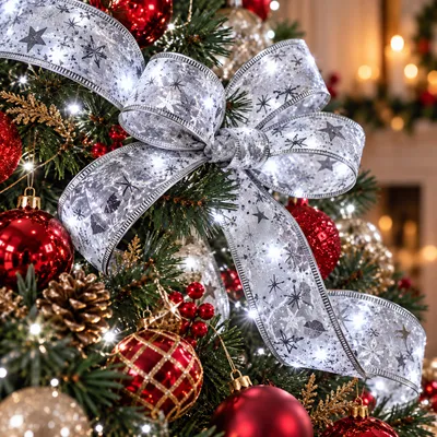 Світлодіодна гірлянда-стрічка на ялинку Christmas Decoration 10 м 100 LED, Білий, на батарейках (ARSH/MA419)
