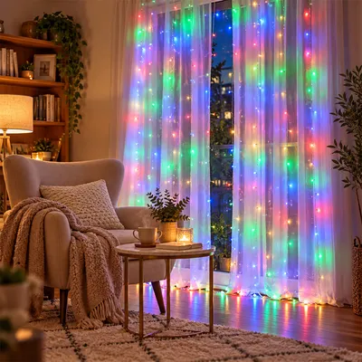 Гірлянда Водоспад 240 LED 3×2 м, світлова штора на вікно та стіну, 220 В, перемикач режимів, мультиколір (ARSH	/MA422)