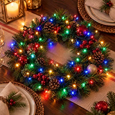 Гірлянда-нитка 35 м 500 LED з мерехтінням, новорічна світлодіодна гірлянда для ялинки та декору, 220 В чорний ПВХ-провід, різнокольорова (ARSH/LU991)